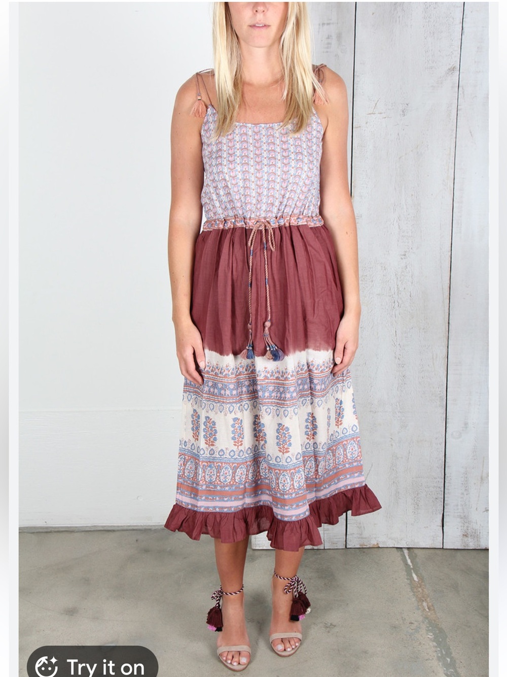 Ulla Johnson Dark Rose Hand-Dyed Ombre Floral Midi Dress